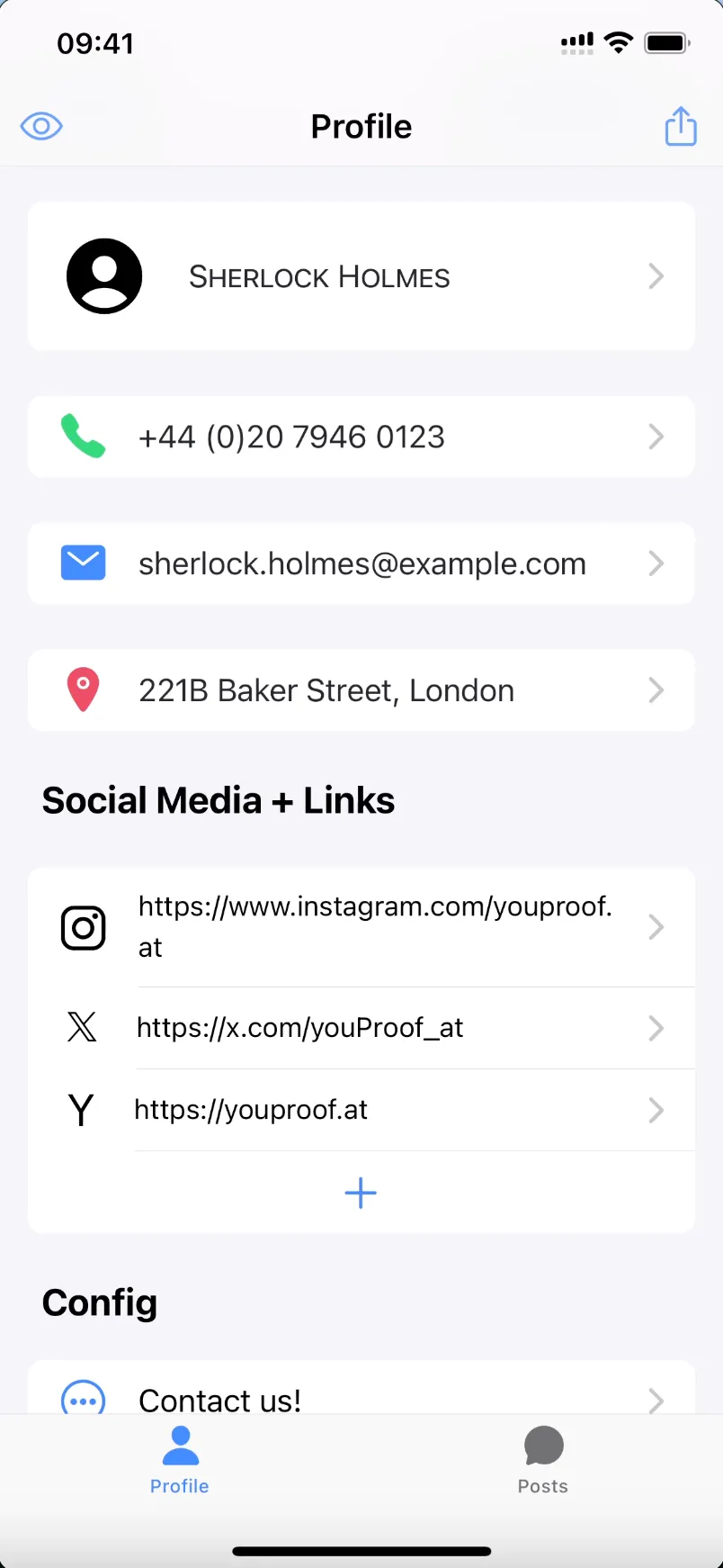 Screenshot of the youProof app