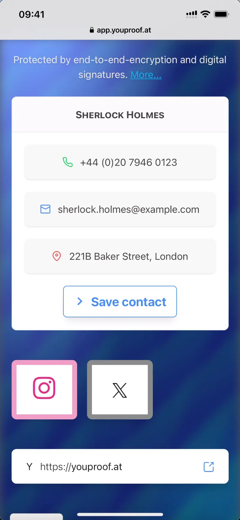 Beispiel einer digitalen Visitenkarte