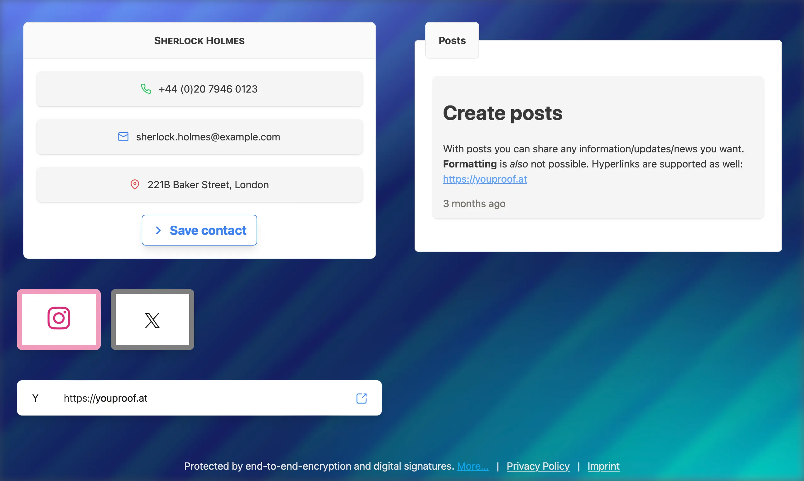 Beispiel einer digitalen Visitenkarte